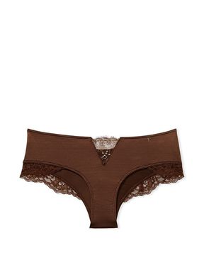Mahogany Brown Lace Insert Cheeky Knickers