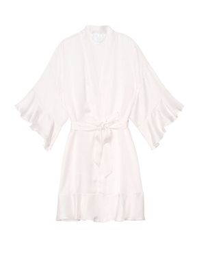 Coconut White Flounce Satin Robe