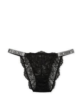 Black Lace Shine Strap Bikini Panty