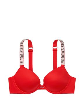 Lipstick Red Push Up Shine Strap Bra