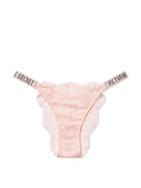 Purest Pink Lace Shine Strap Brazilian Panty
