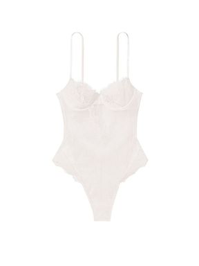 Coconut White Unlined Lace Balcony Bodysuit