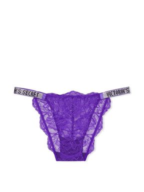 Bright Violet Purple Lace Shine Strap Bikini Panty