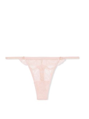 Purest Pink Lace Trim Thong Knickers