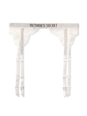 White Shine Strap Lace Garter Belt
