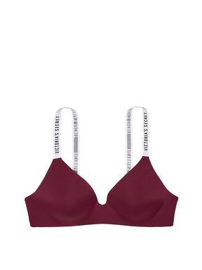 Burgundy Purple Smooth Logo Strap Lightly Lined Non Wired T-Shirt Bra