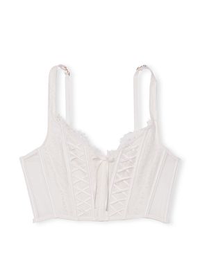 Coconut White Lace Unlined Corset Bra Top