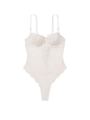 Coconut White Wicked Unlined LaceUp Teddy