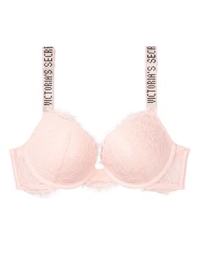 Purest Pink Shine Strap Plunge Push Up Bra