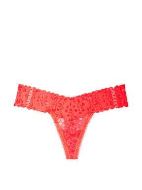 Coral Blaze Orange Lacie Lace-Up Thong Knickers