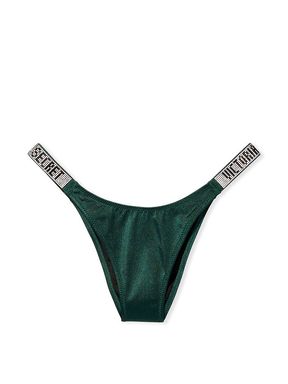 Envious Green Shine Strap Brazilian Bikini Bottom