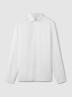 Linen Button-Through Shirt in White
