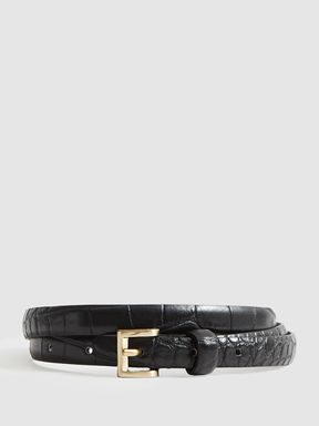 Mini Leather Belt in Black