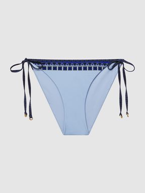 Printed Trim Bikini Bottoms in Blue Print