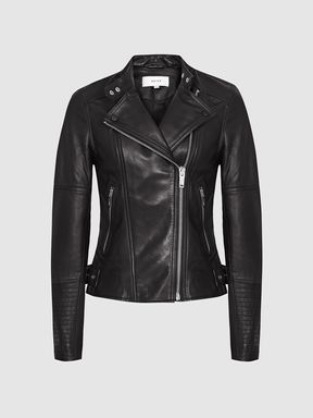 Leather Biker Jacket in Black