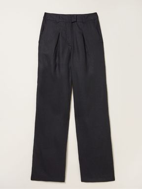 Black Ives Wide Leg Linen Trousers