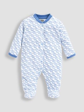 Blue Little Elephant Cotton Baby Sleepsuit