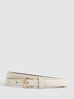 Mini Leather Belt in Off White