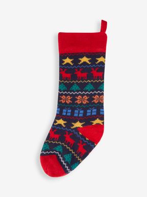 Navy Fair Isle Knitted Christmas Stocking