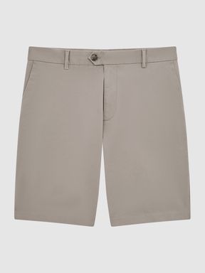 Modern Fit Cotton Blend Chino Shorts in Mushroom