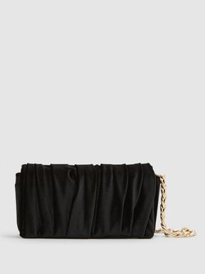 Velvet Twisted Clutch Bag in Black
