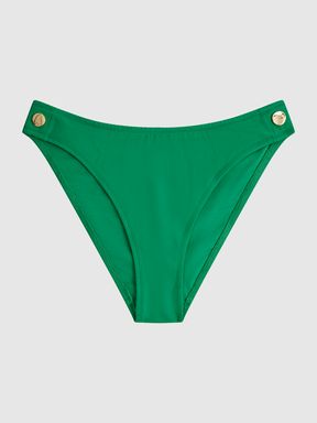 Button Detail Bikini Briefs in Green