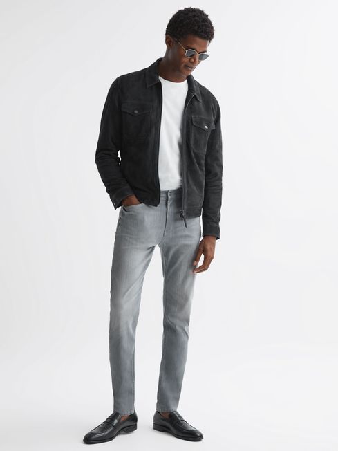 Slim Fit Jersey Jeans in Grey - REISS