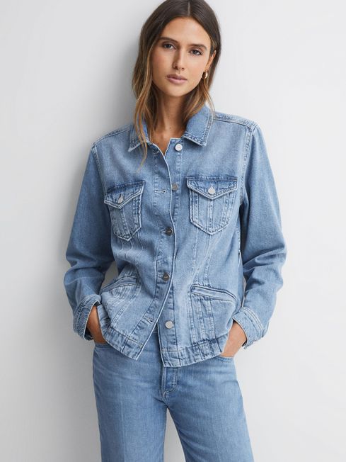 Paige Belted Denim Shirt in Catrin - REISS