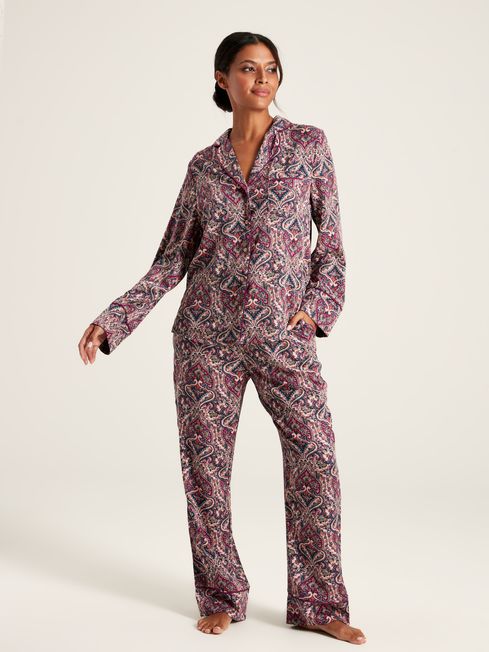 Buy Alma Dark Pink Paisley Pyjama Set from the Joules online shop