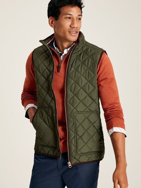 Buy Maynard Green Diamond Quilted Gilet from the Joules online shop