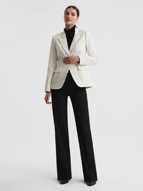 Paige Single Breasted Blazer in Ivory - REISS