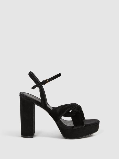 Velvet Platform Heels in Black REISS Canada