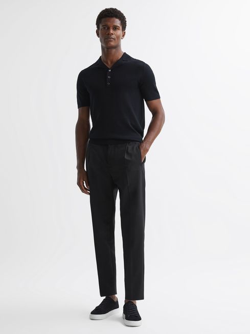 Technical Elasticated Trousers in Black - REISS