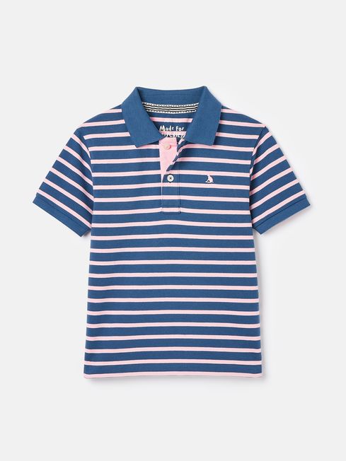 Buy Filbert Pink Striped Pique Cotton Polo Shirt from the Joules online ...