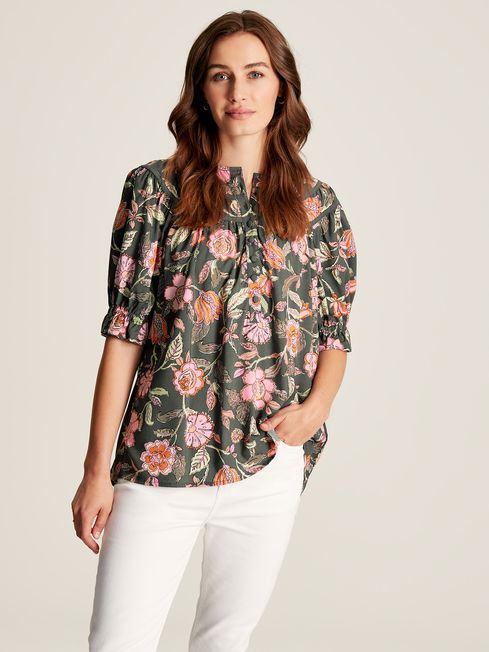Buy Eloisa Grey Curved Yoke Blouse from the Joules online shop