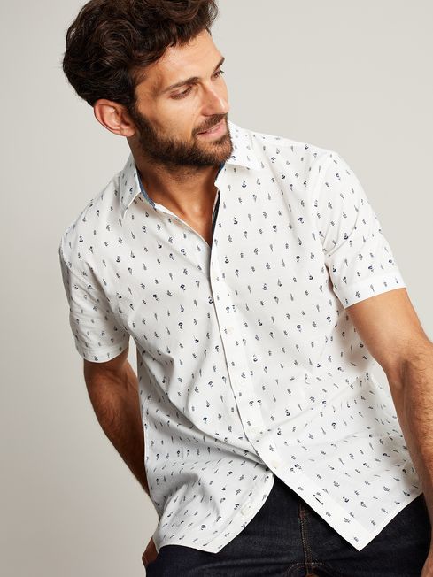 Buy Lloyd White Short Sleeve Classic Fit Printed Shirt from the Joules ...