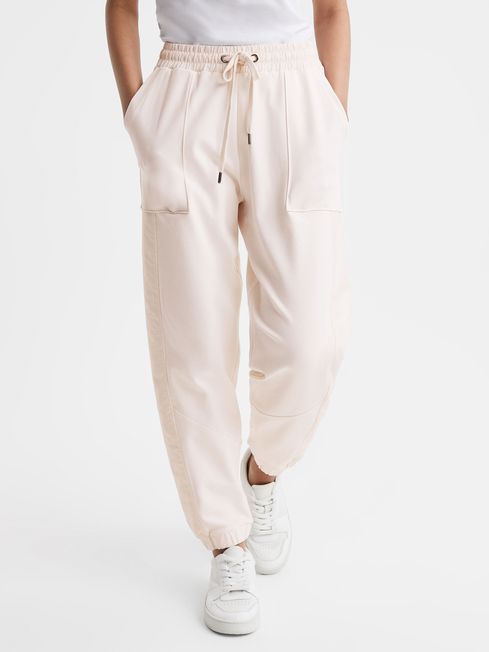Cotton Blend Tracksuit Bottoms in Cream - REISS