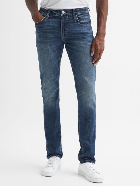 Paige High Slim Fit Stretch Jeans in Parks Blue - REISS
