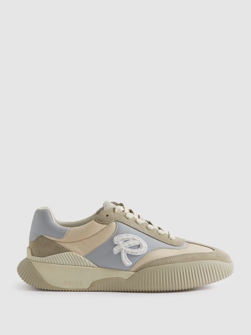 Reiss Casper Leather Colourblock Running Trainers - REISS