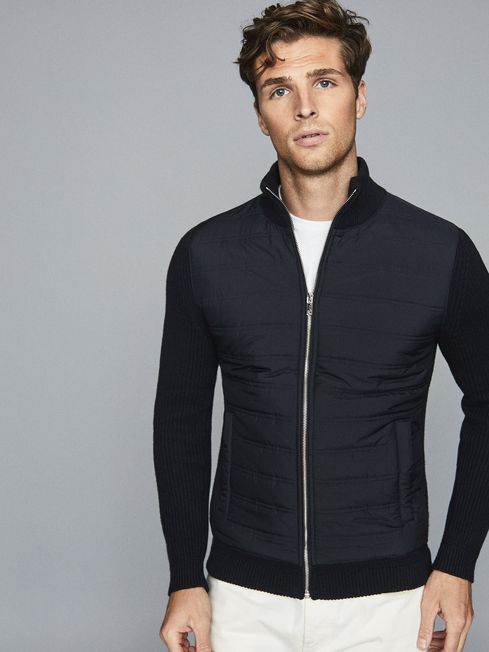 Reiss Trainer Hybrid Zip Through Quilted Jumper - REISS