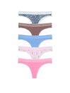 Leopard/Blue/Purple/Pink Stretch Cotton Logo Multipack Knickers, Hipster