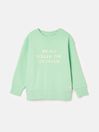 Kids' Sundaze Green Crew Neck Slogan Sweatshirt