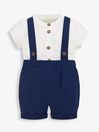 Navy 2-Piece Baby Grandad Shirt & Shorts Set