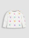 Girls' Cable Knit Jumper With Embroidered Flowers
