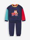 Navy Blue Tractor Appliqué Jersey Sweatshirt and Joggers Set