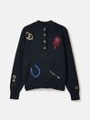 Buckley Navy Horse Embroidered Jumper