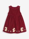 Berry Pink Mouse Girls' Appliqué Cord Dress