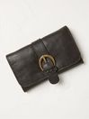 Harlow Black Round Buckle Foldover Purse