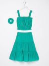 Broderie Green Skirt & Top Set