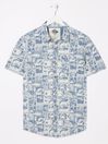 Blue Short Sleeve Tile Print Shirt